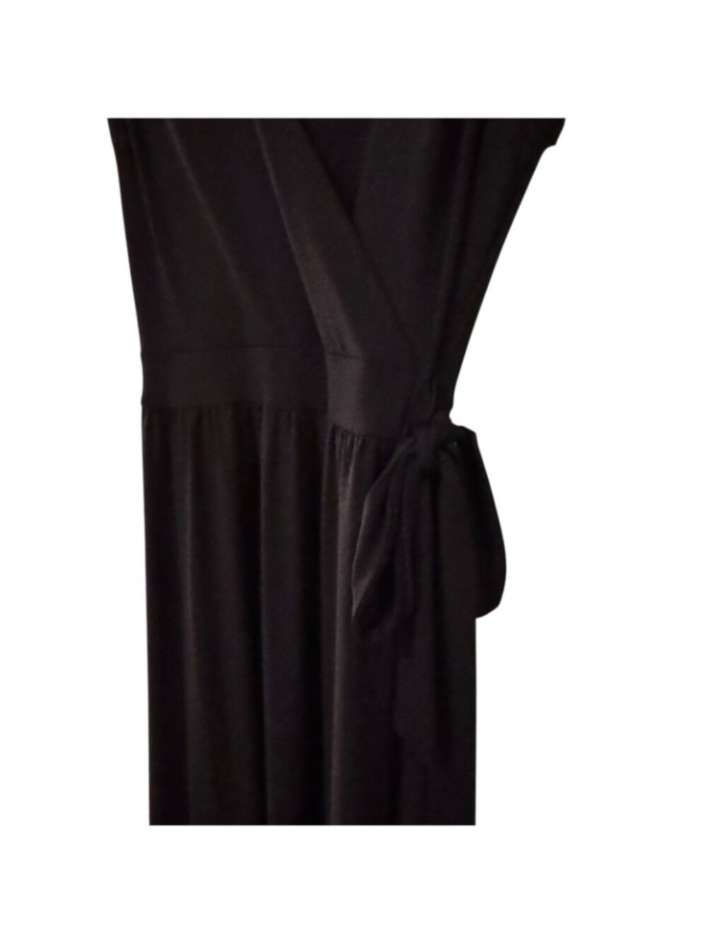 Balletcore Sleeveless Black Dress Women's M Faux Wrap Fit & Flare Minimalist - Picture 7 of 16